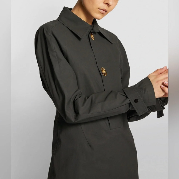 NWT Bottega Veneta Technical Coated Cotton Toile Shirt Midi Dress Off Black 38 - Picture 4 of 15